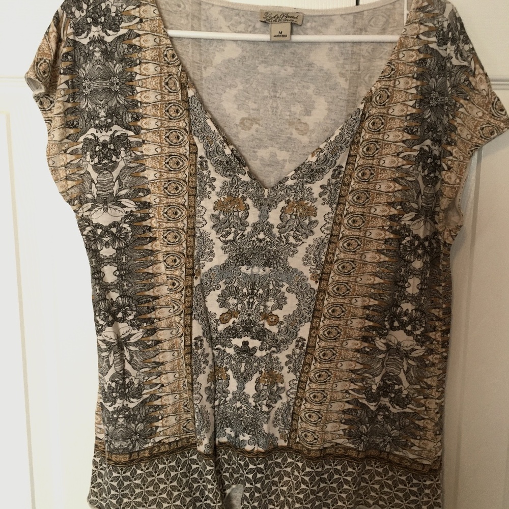 Lucky Brand, boho, tie bottom shirt